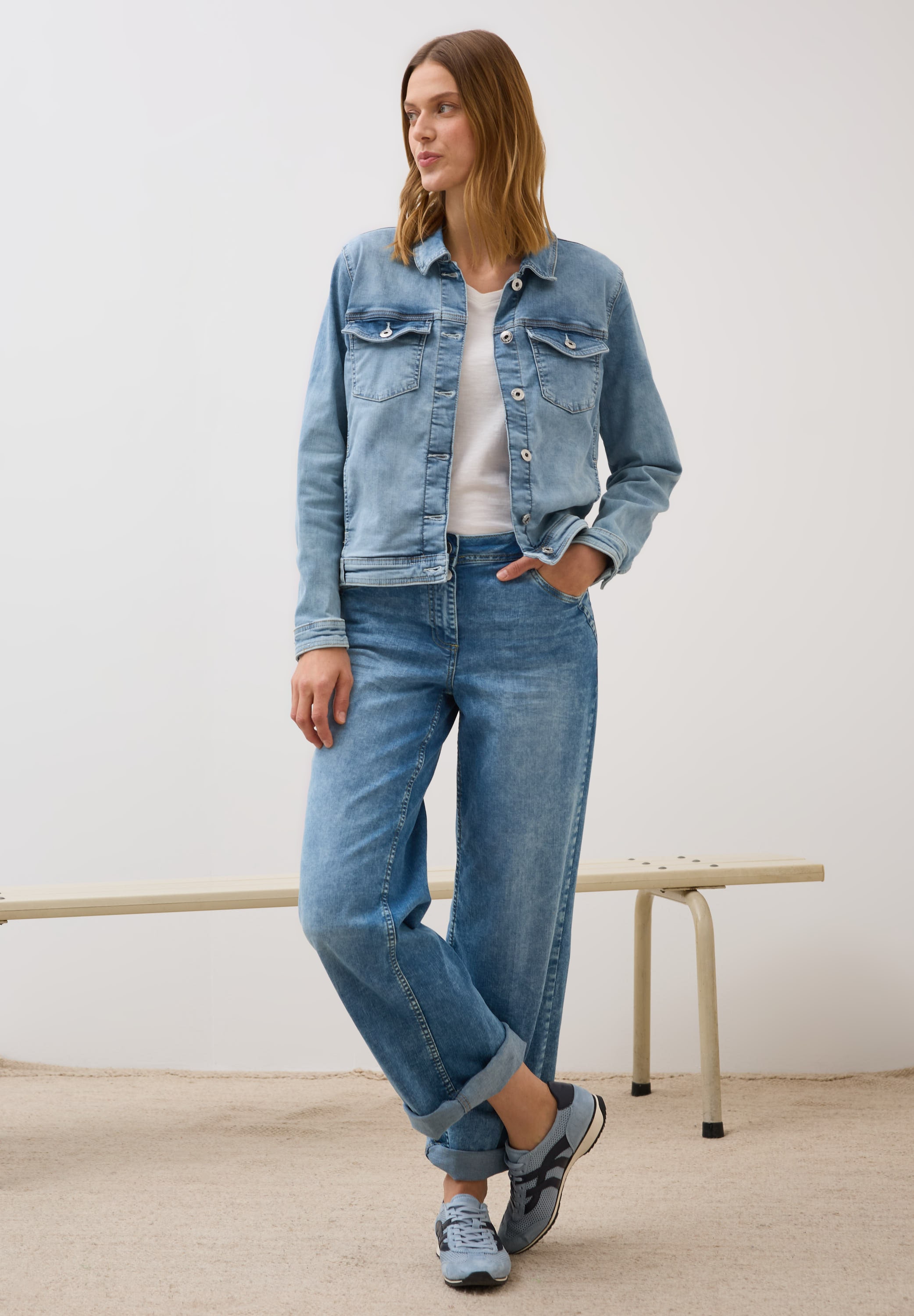 Cecil Jeansjacke ohne Kapuze mit Knopfleiste