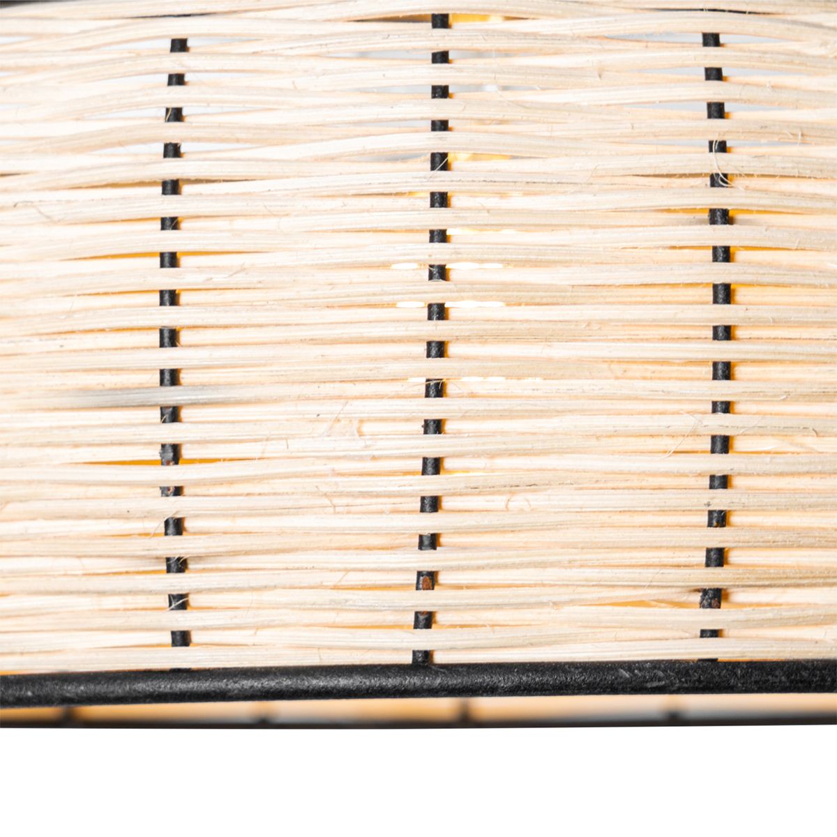 Oosterse plafondlamp zwart met rotan 25 cm - Emir