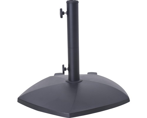 Parasolstandaard van beton 55x55 cm, zwart, geschikt voor parasols met een stokdiameter van 35mm/38mm/48mm, inclusief 3 adapters.