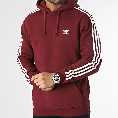 Sweat Capuche A Bandes IB1417 Bordeaux