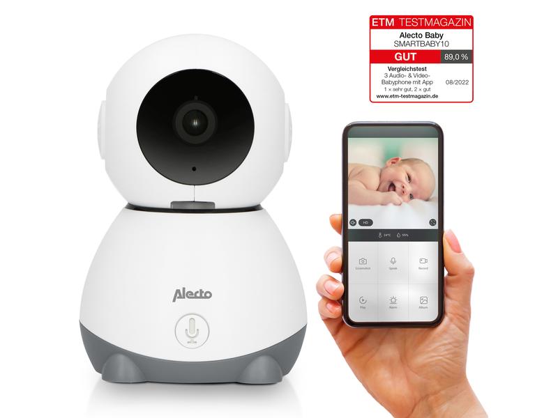Alecto Video-Babyphone Smartbaby 10 Weiss/Grau WLAN-Babyphone mit Kamera