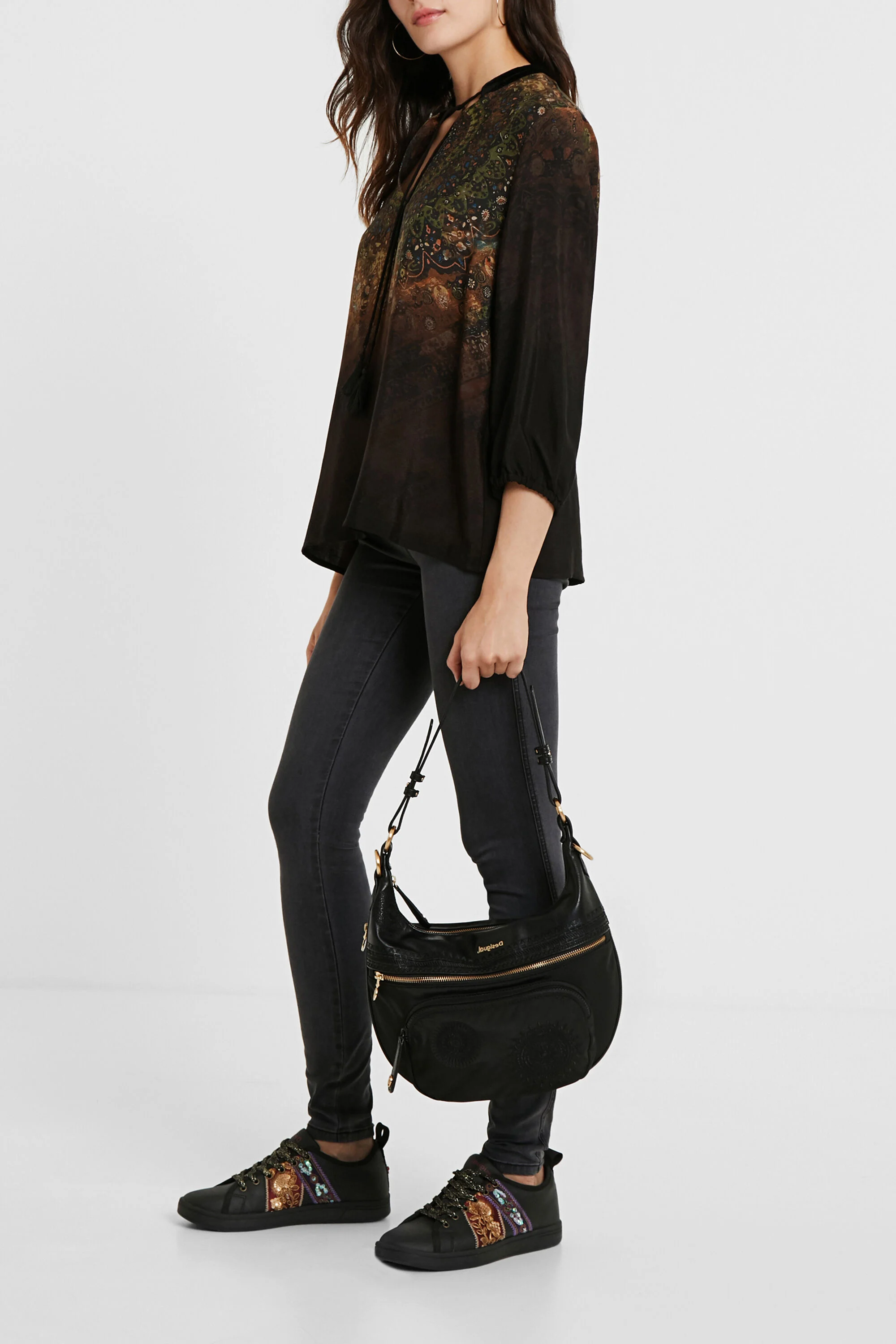 Blusa estampada com mangas 3/4