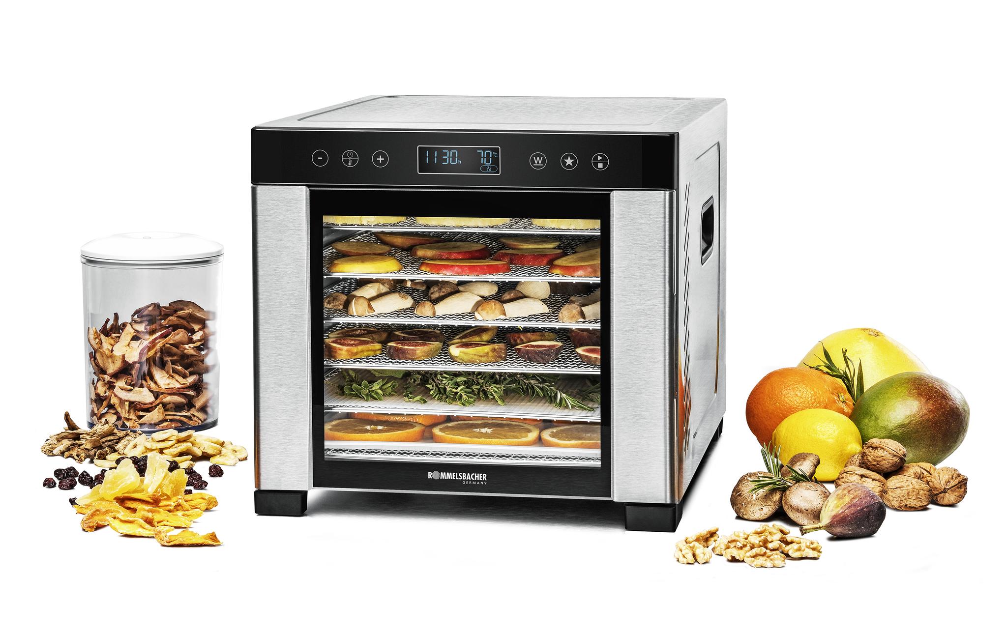 Dörrgerät DA950 Edelstahl/Schwarz<br>600 W-Dörrautomat mit LCD-Display