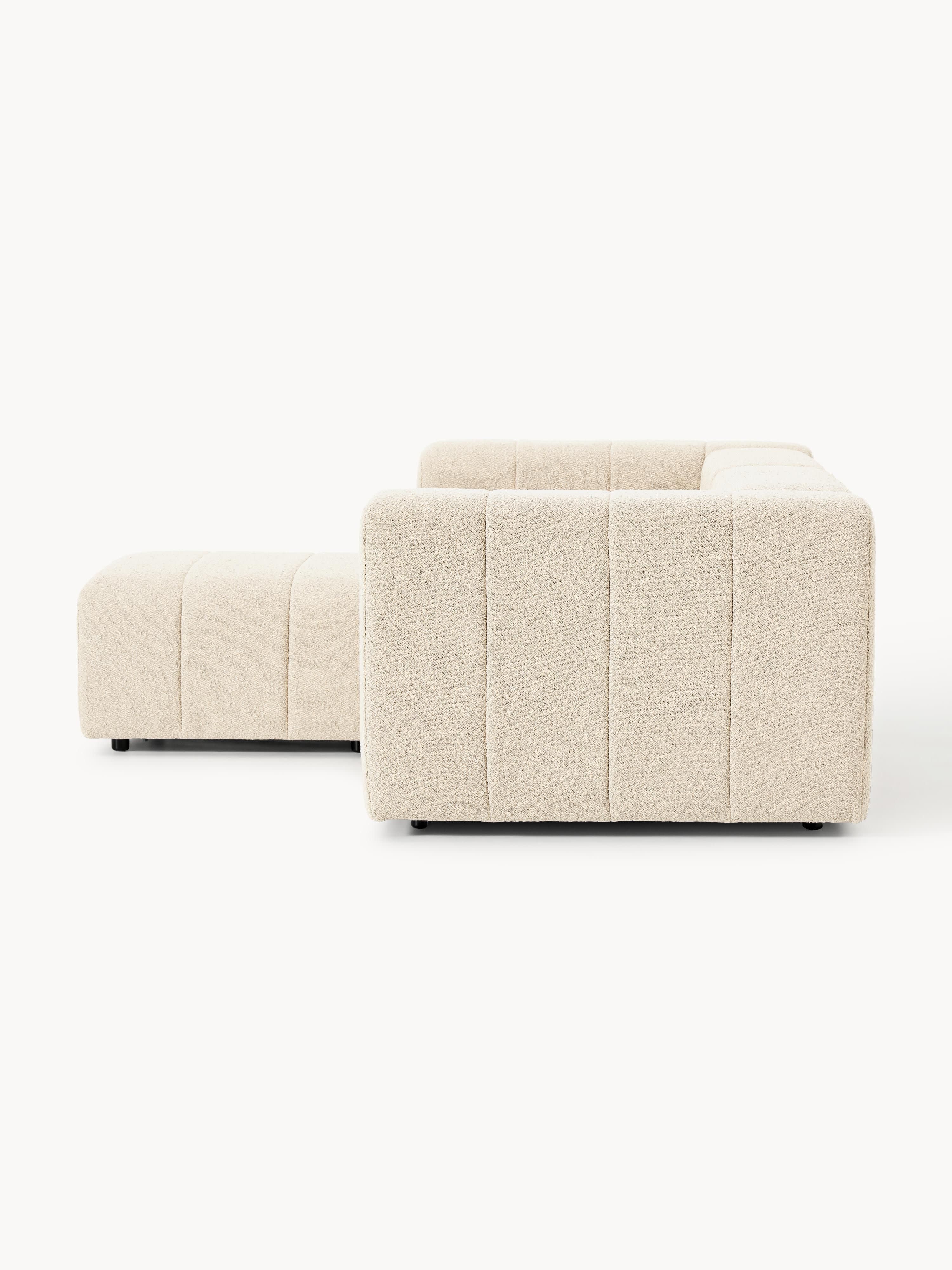 Modulaire bouclé bank Lena (3-zits) met poef (links/rechts)
