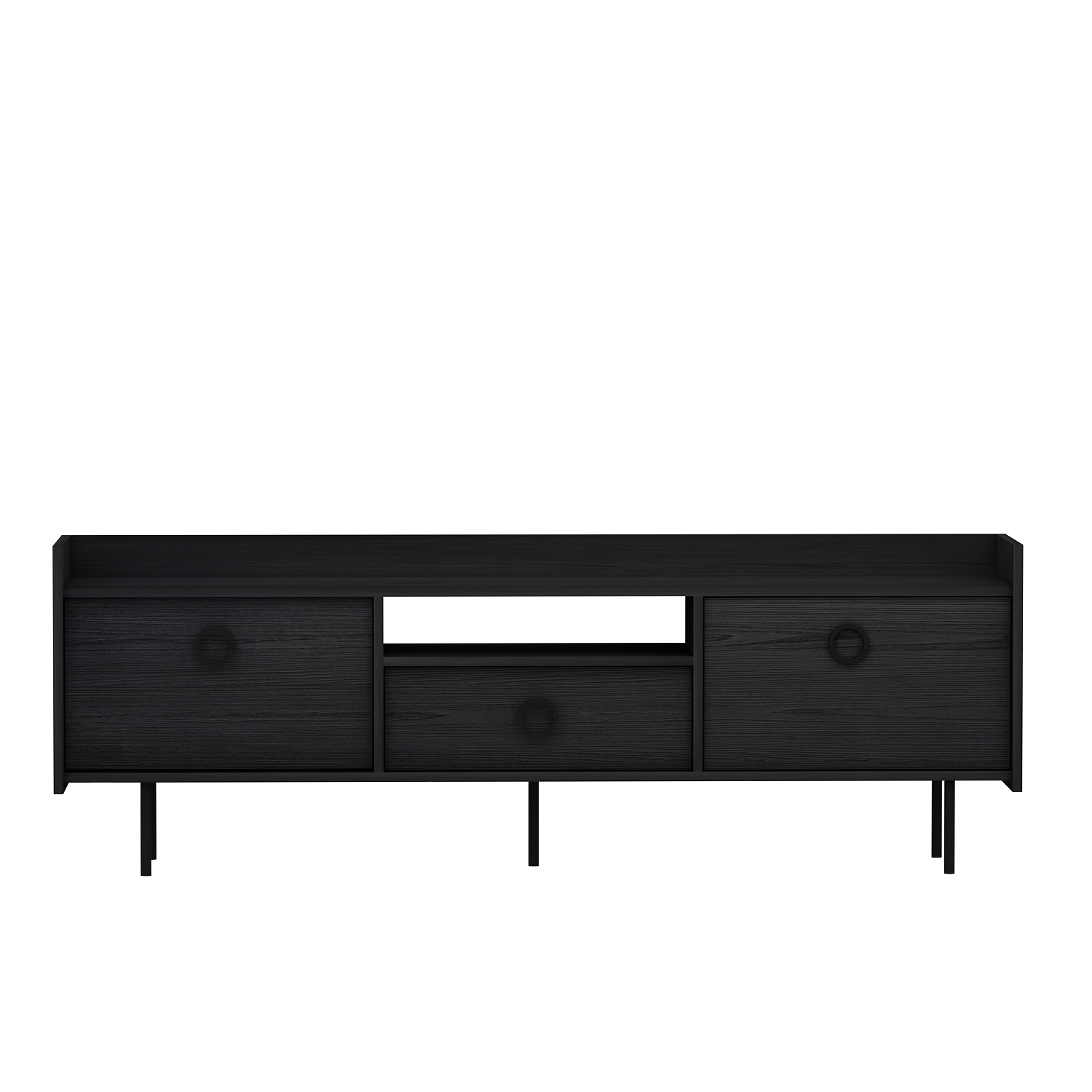 TV-Lowboard - schwarz - 3-türig - 184 cm