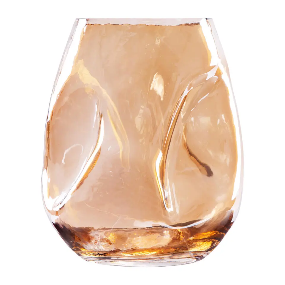 QUVIO Vaas gekreukt - Maat S - Glas - Beige
