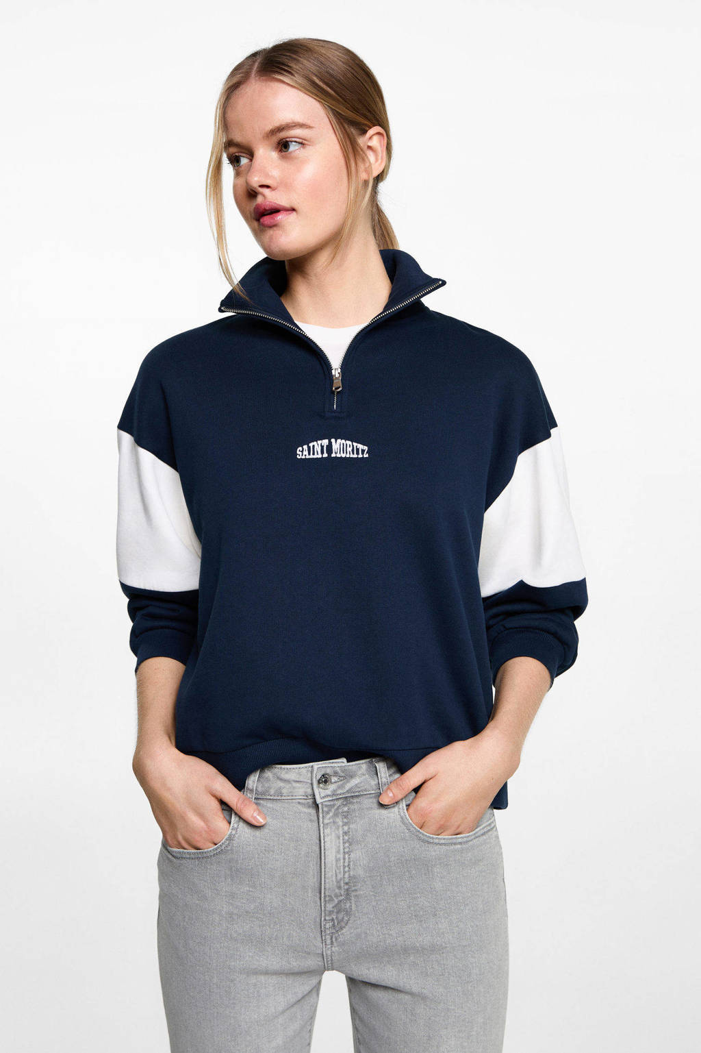 MANGO TEEN straight regular waist grey denim