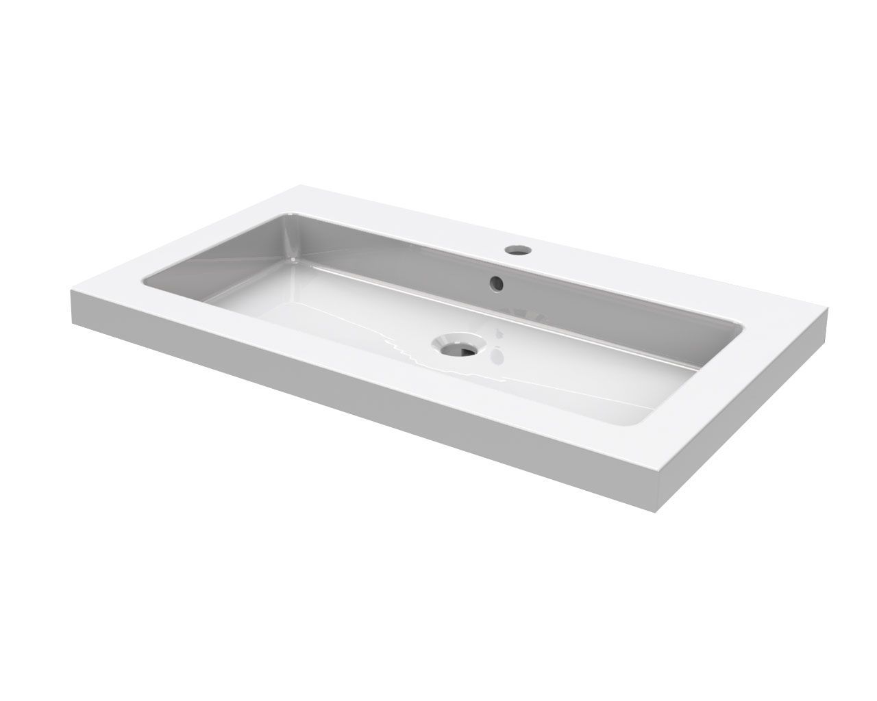 Mueller Single flat meubelwasbak 60x46cm met kraangat