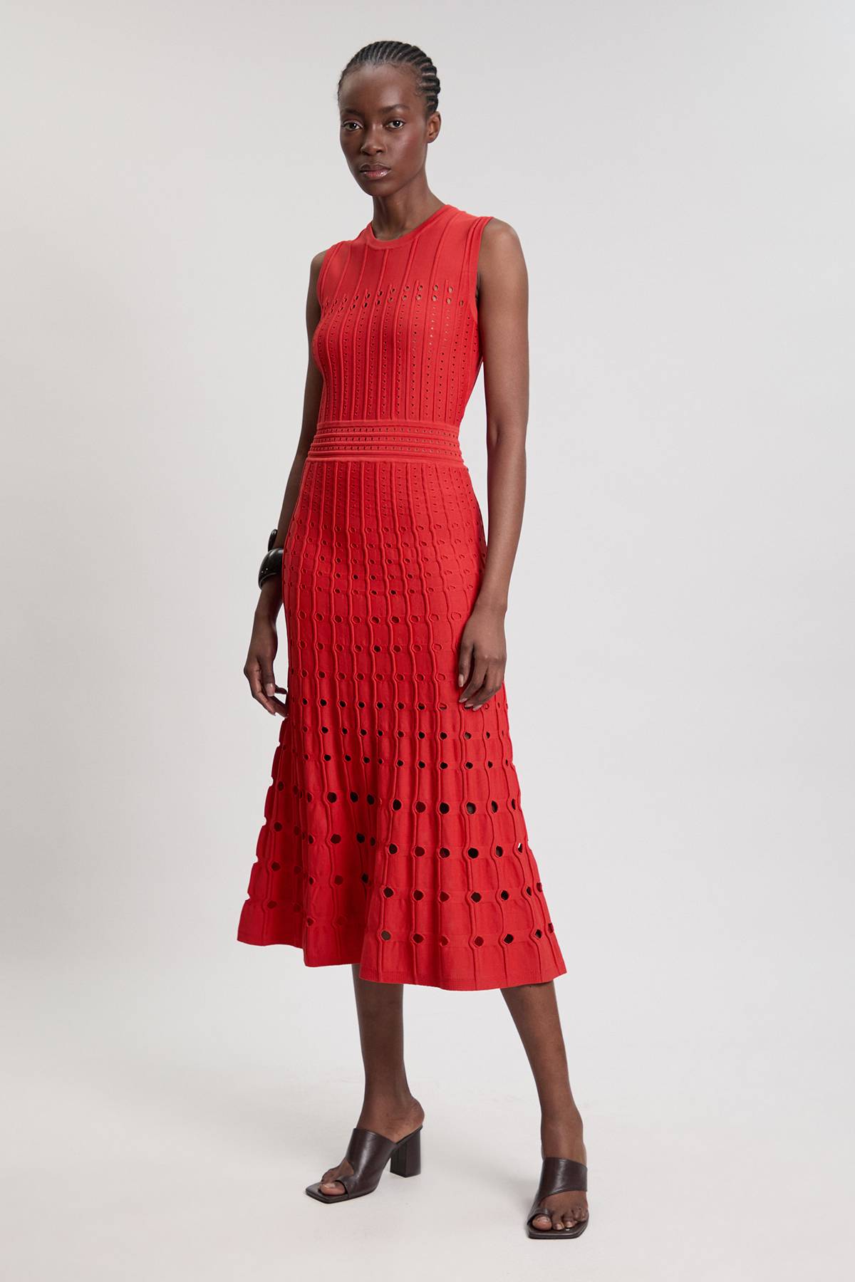 KarenMillen Robe Midi Sans Manches En Maille À Détails De Points Texturés Petite