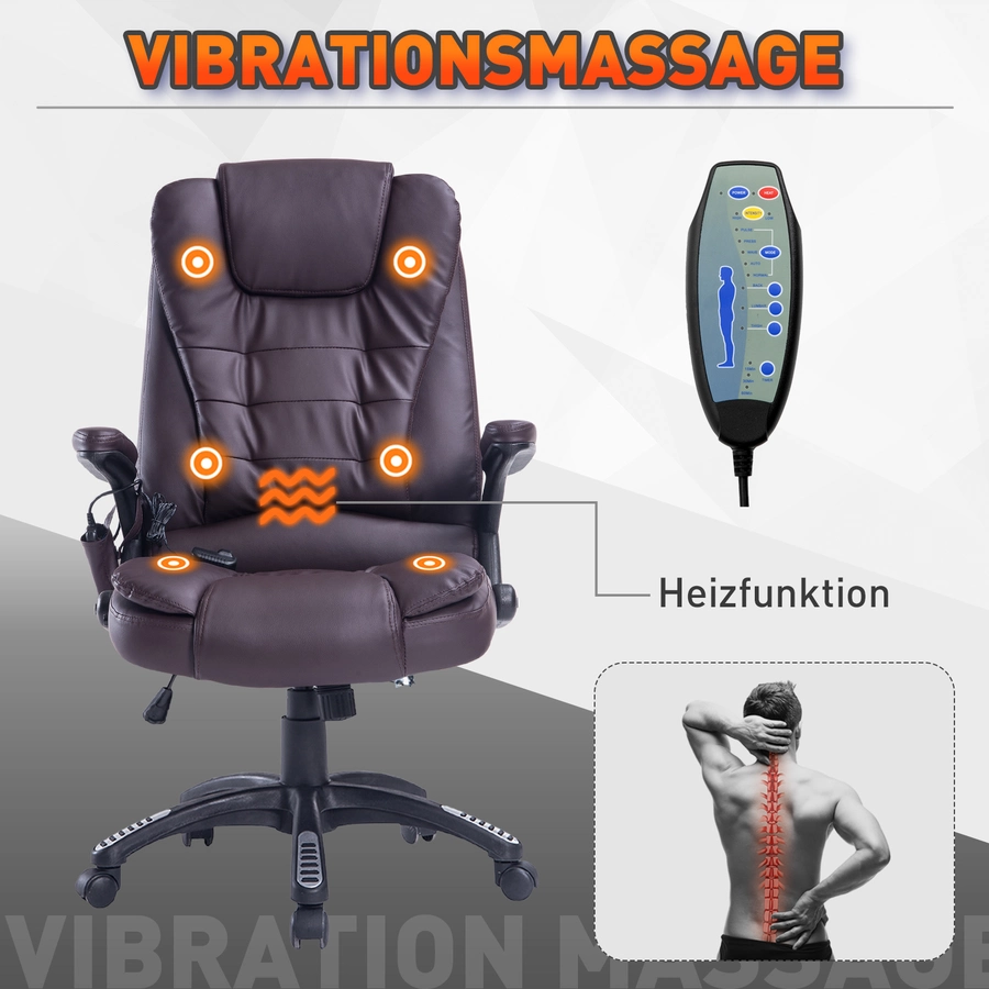 HOMCOM Bürosessel  Chefsessel mit Massagefunktion braun
