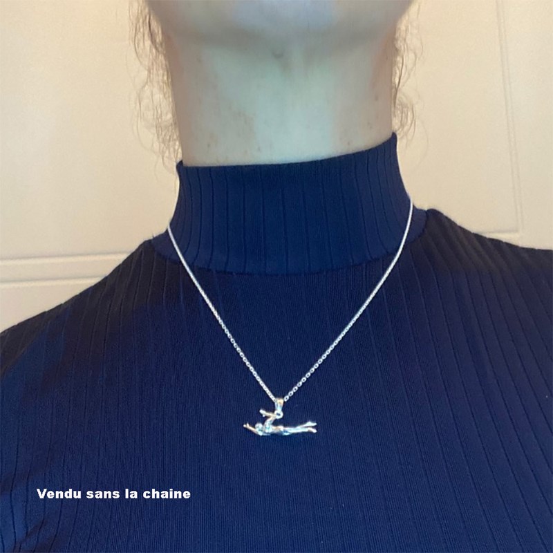 Pendentif natation nageuse de crawl nouvelle édition - Argent massif