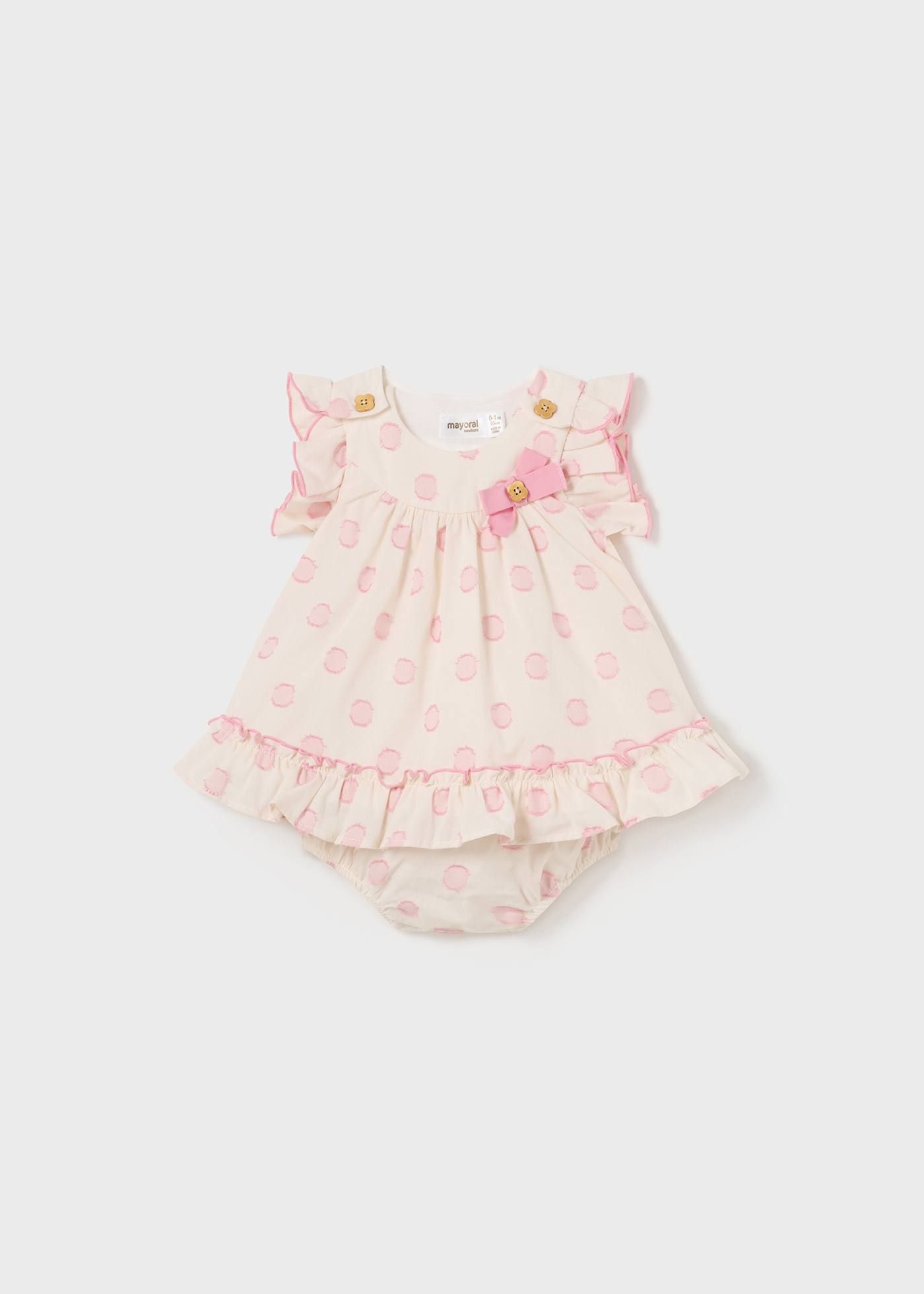 Vestido de algodão jacquard de melhor qualidade para recém-nascidos, branco