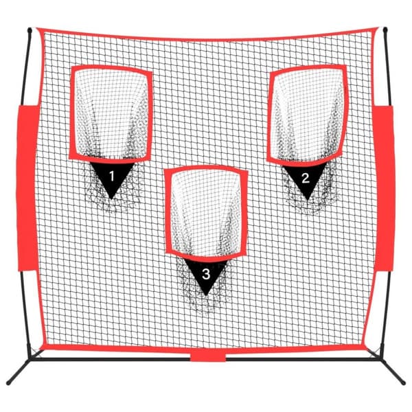 vidaXL Bærbart baseballnett svart og rød 183x105x183 cm polyester