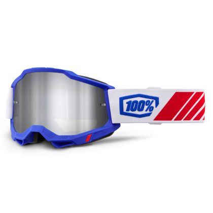 Masque cross 100% ACCURI 2 Kolby - Ecran Mirror Silver 2025 - Bleu / Blanc