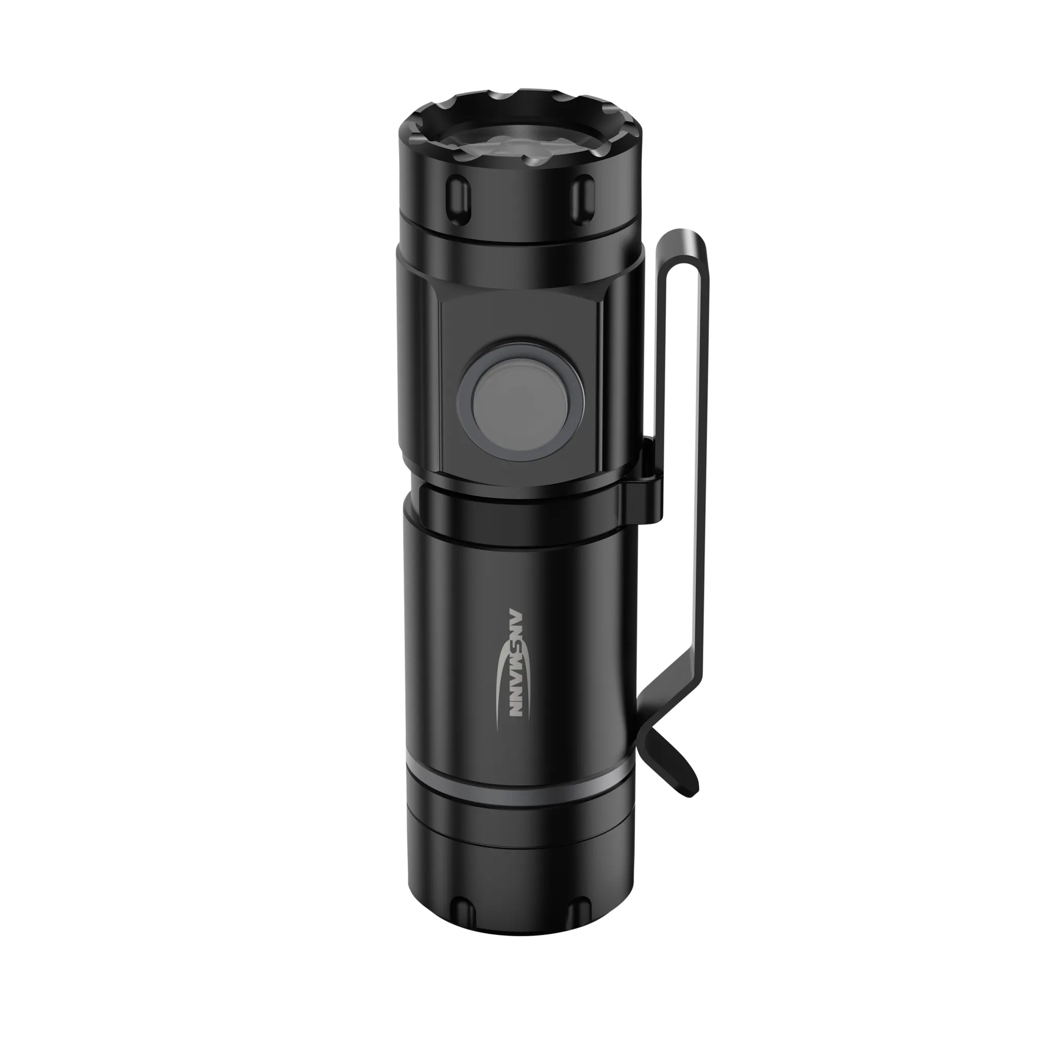 (7.4cm) Mini Aluminium Akku Taschenlampe Outdoor Heimwerker Licht mit 3 Leucht Modi (1600-0693) - Schwarz