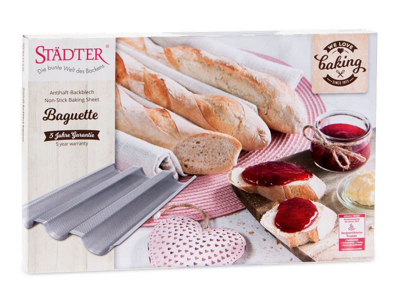 Städter Backform Baguette 37 x 24 x 2.5 cm Form zum Backen von selbstgemachtem Baguette