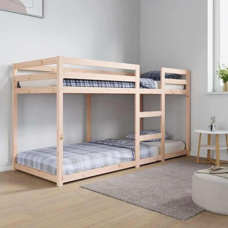 vidaXL - Stapelbed met zijladder - Naturel - Massief grenenhout - 80x200 cm