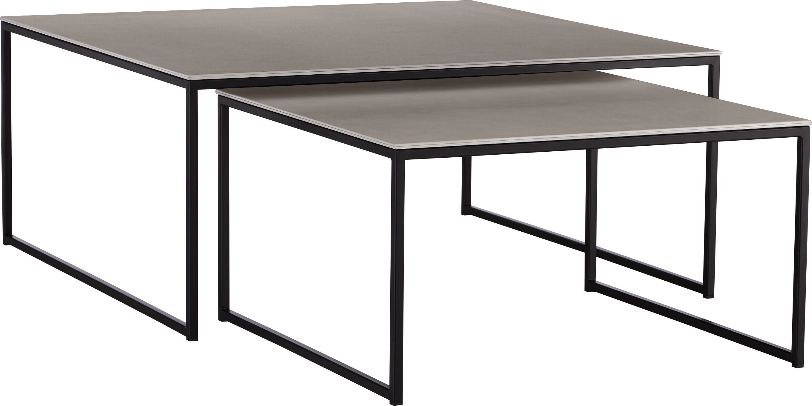 AVEA Salontisch - Beton hell / schwarz / B: 65.0 cm x T: 65.0 cm x H: 35.6 cm