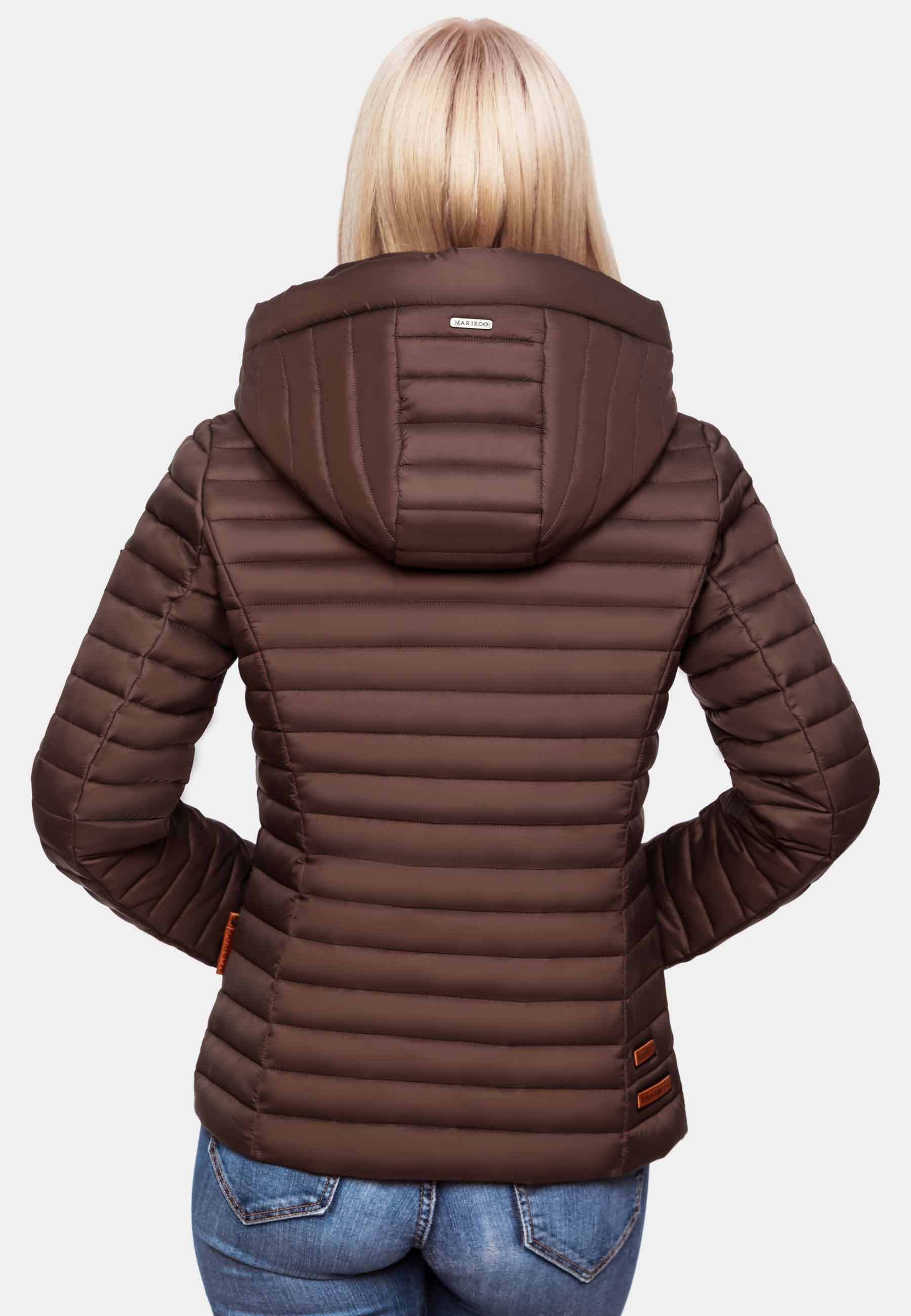 MARIKOO Damen Stylische Steppjacke Übergangsjacke mit abnehmbarer Kapuze Löwenbaby