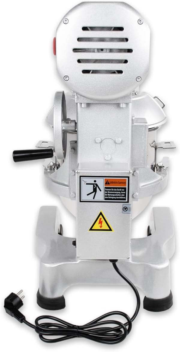 Beeketal 'BSM10P' Profi Teigknetmaschine mit Planetenrührwerk 10 Liter Kapazität (3 Stufen 105, 170, 340 U/min), Knetmaschine inkl. Knethaken, Schneebesen und Flachrührer - silber lackiert