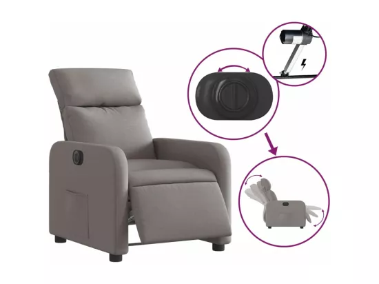 Fauteuil inclinable électrique Taupe Tissu