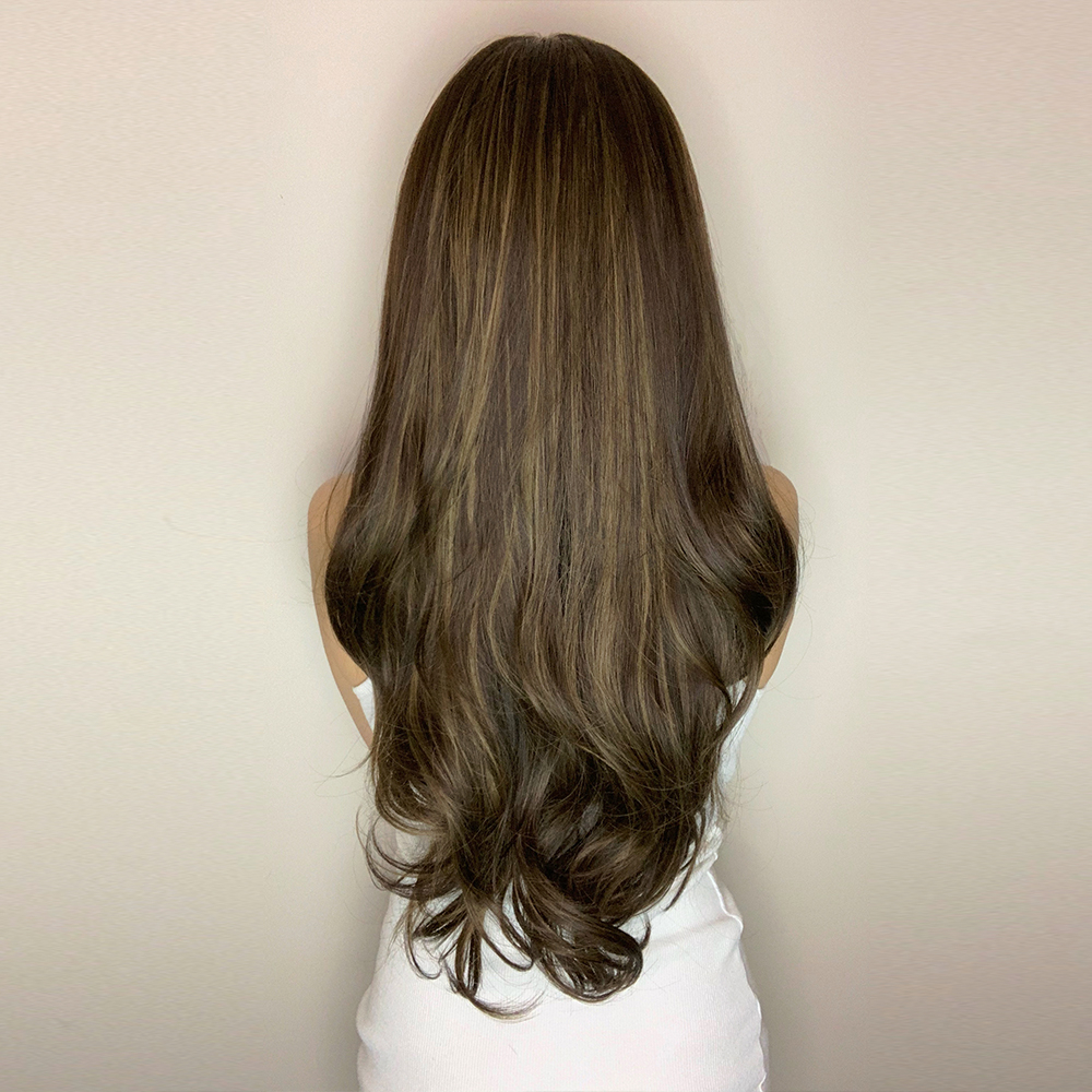 (70cm) Lange Kunsthaar Perücke Synthetic Wig Perücke mit verstellbarer Kappe - Braun