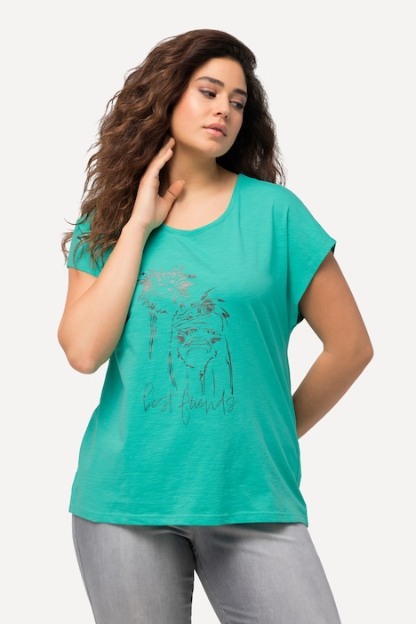 T-Shirt, Metallic-Tiermotiv, Oversized, Rundhals, Halbarm