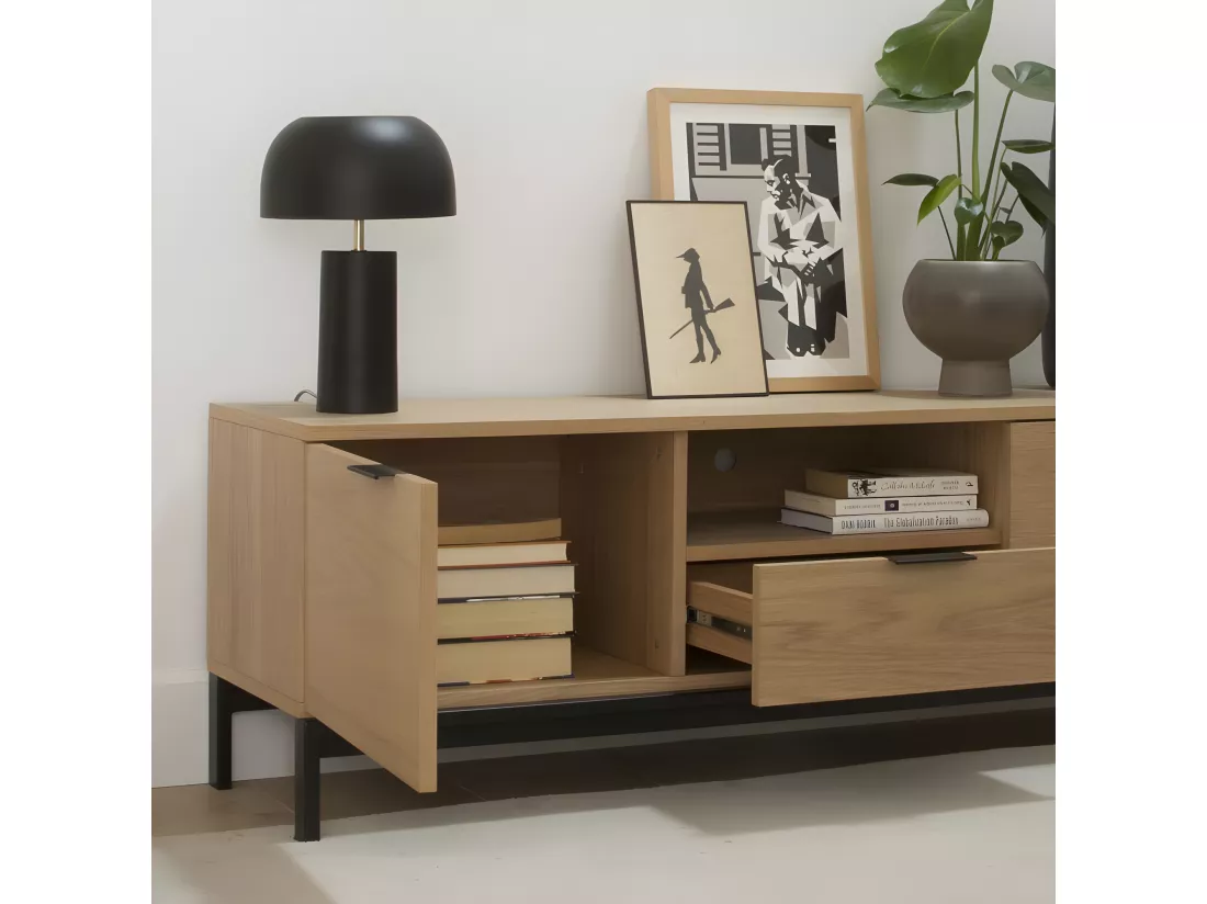 Meuble tv effet bois naturel 150x50
