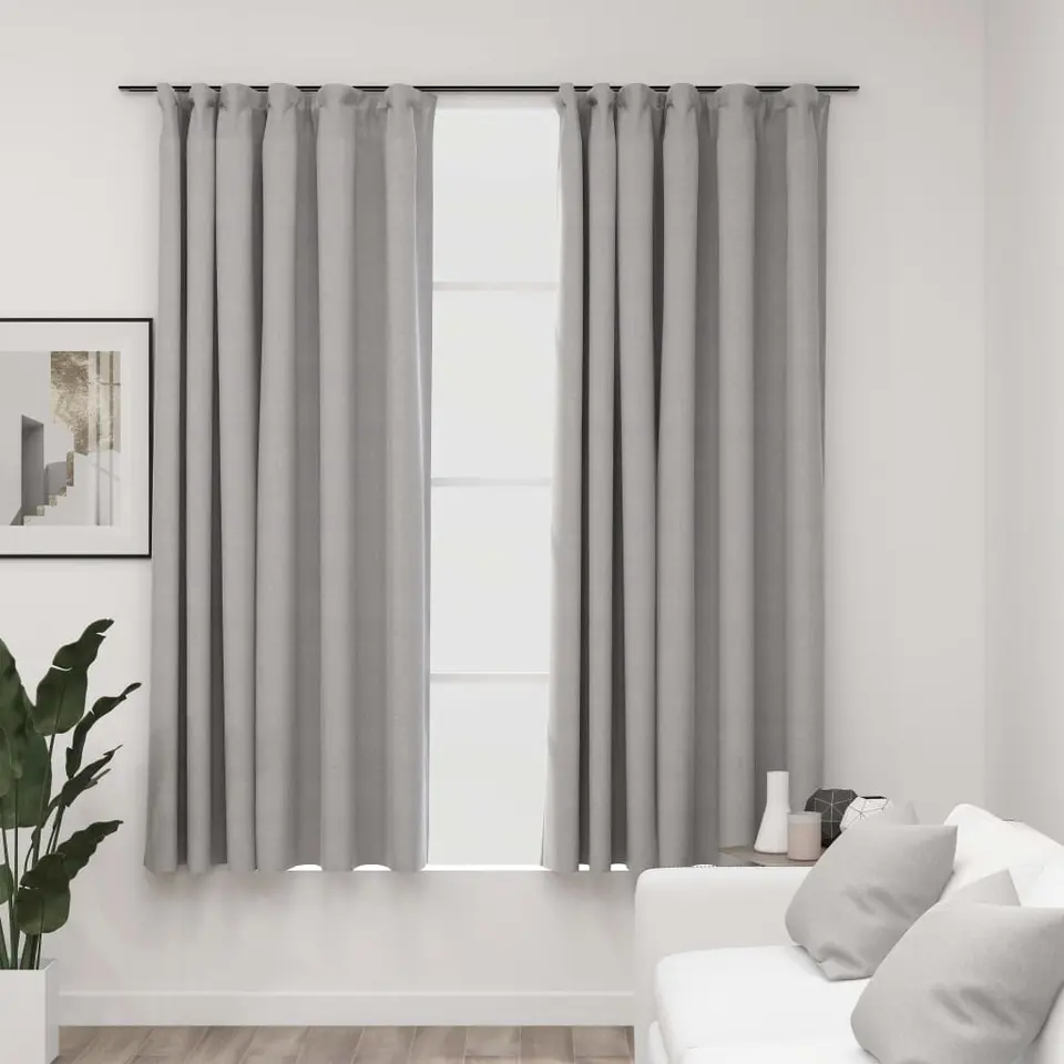 vidaXL - Gordijn - Grijs - Stof - 140 x 175 cm - 2 stuks