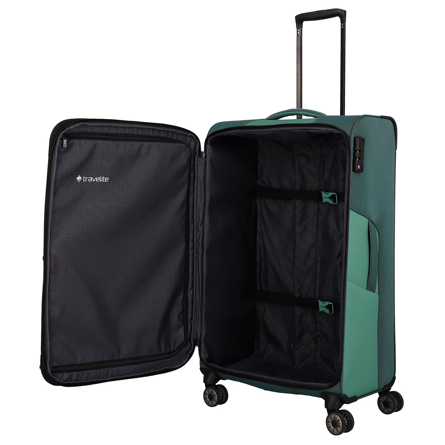 Travelite Viia 4 Wheel Trolley L Expandable green