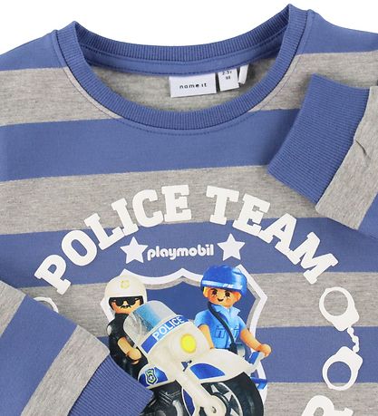 Name It Sweatshirt - NmmDes Playmobil - Bijou Blue/Gråmeleret m.