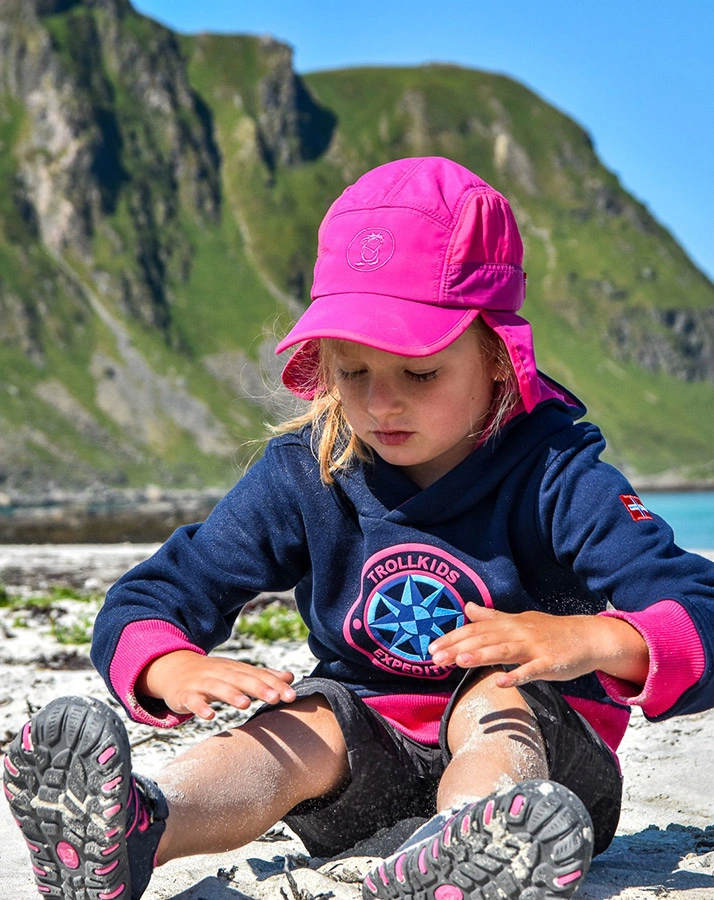 Sonnenschutz-Kids TROLL CAP XT mit Nackenschutz in lila/pink