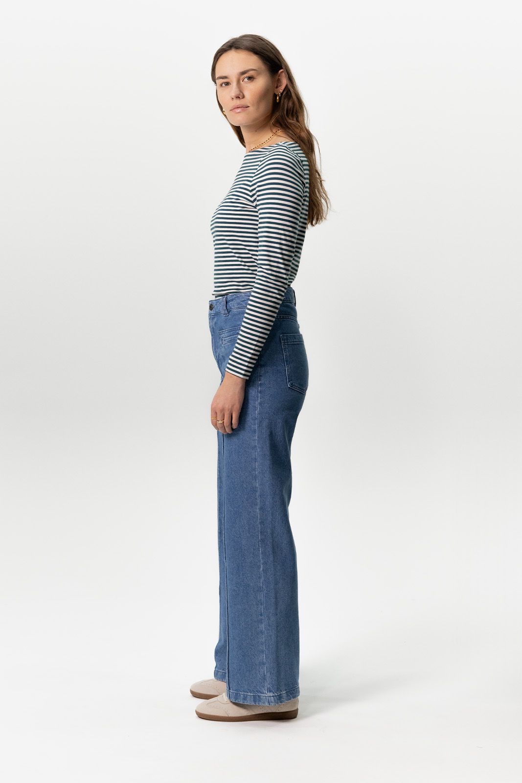 Brovary blauwe high waist wide leg jeans