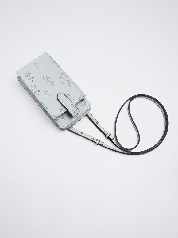 Bolsa para celular com estampa floral - Azul