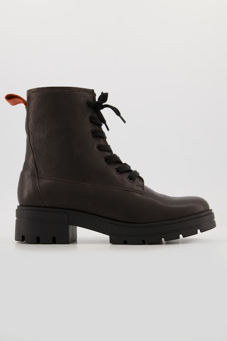 Leder-Boots, Schnürung, Reißverschluss, Weite H