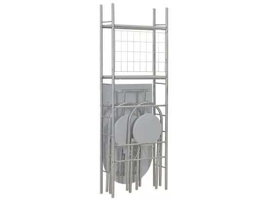 Ensemble à dîner pliant 3 pcs et étagère de rangement MDF acier
