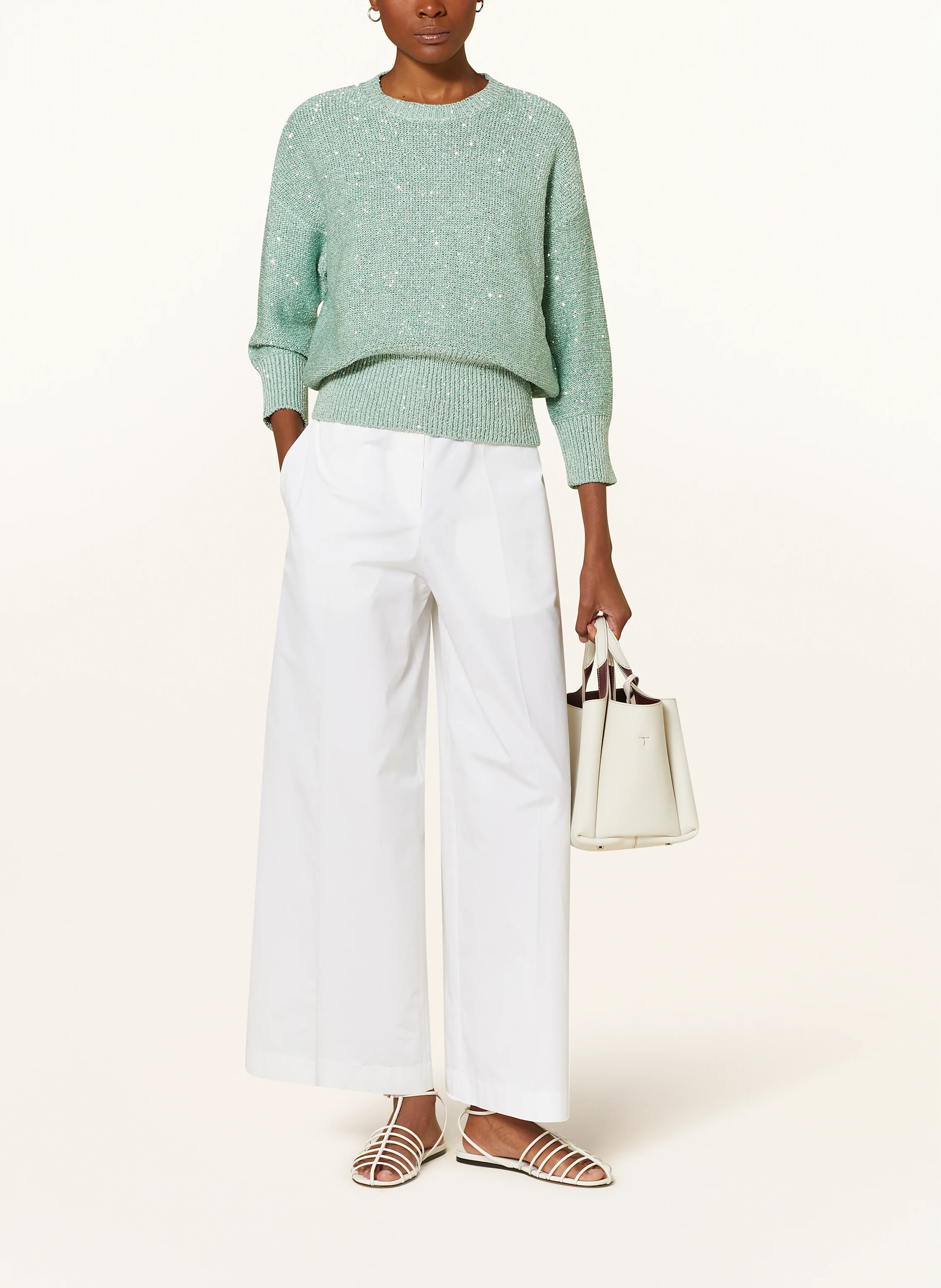 FABIANA FILIPPI Pullover mit 3/4-Arm und Pailletten