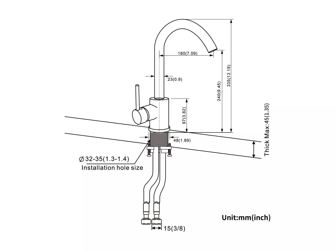 Robinet Cuisine Bec Haut Mitigeur Evier Rotatif 360° Mitigeur Cuisine à Eau Froide/Chaude,en Laiton,avec Aérateur Démontable,Noir Graphite,EU Modèle