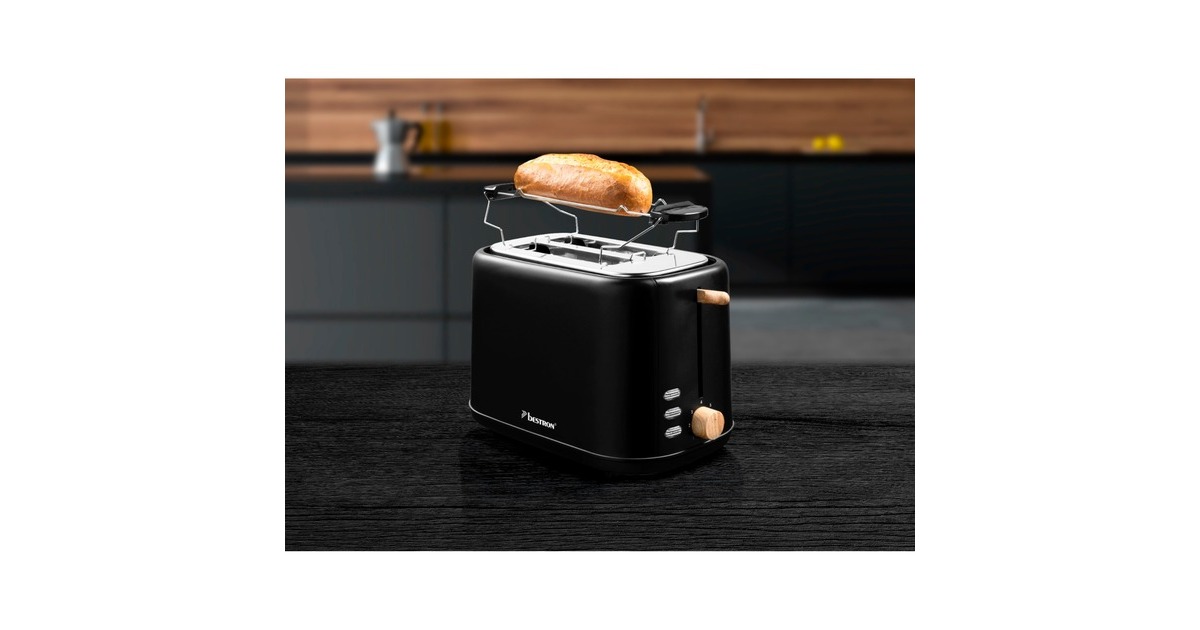 BestronATO850BW Broodrooster  (Zwart/houtkleur)