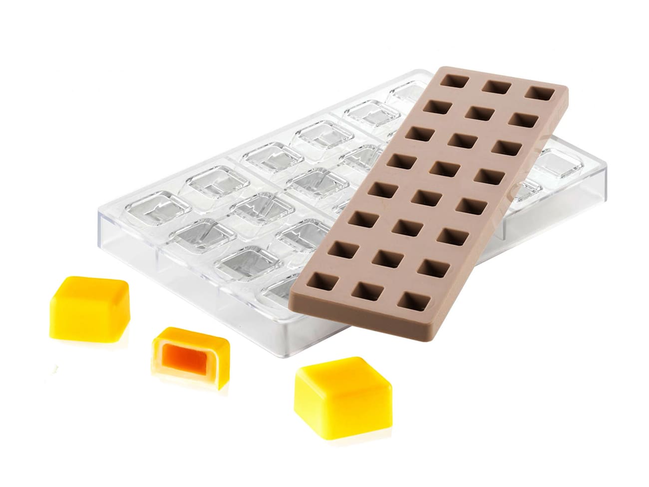 Moule chocolat avec insert - 24 carrés - 2,5 x 2,5 cm - Silikomart