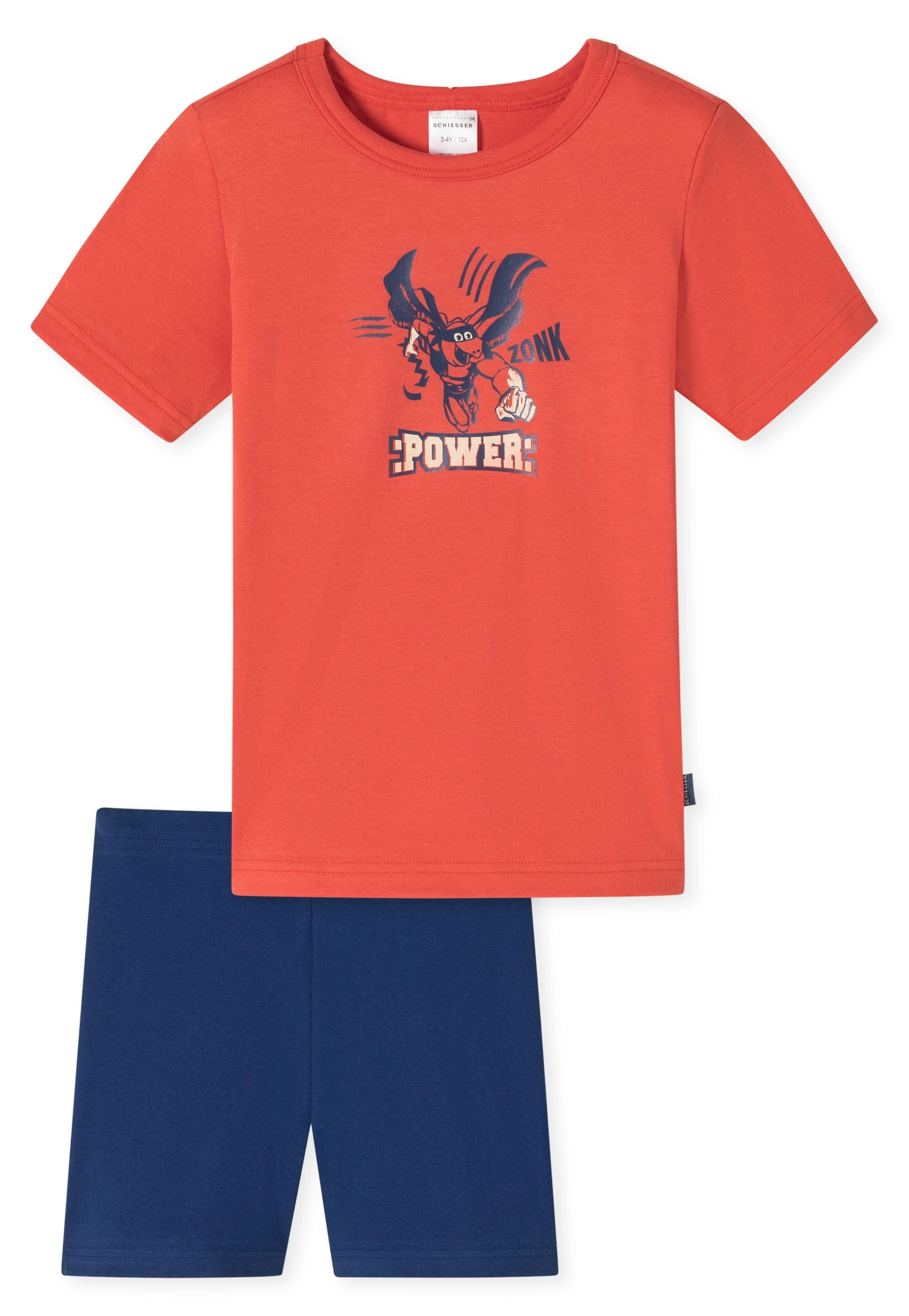 Schlafanzug POWER kurz in orange/navy