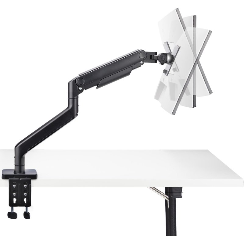 StarTech.com Support de Bureau pour Écrans Incurvés Jusqu'à 49 Pouces 32:9 Ultrawide, Bras à Ressort Mécanique pour Moniteur, Pince en C/Oeillet, Réglage Sans Outil, Max 20kg