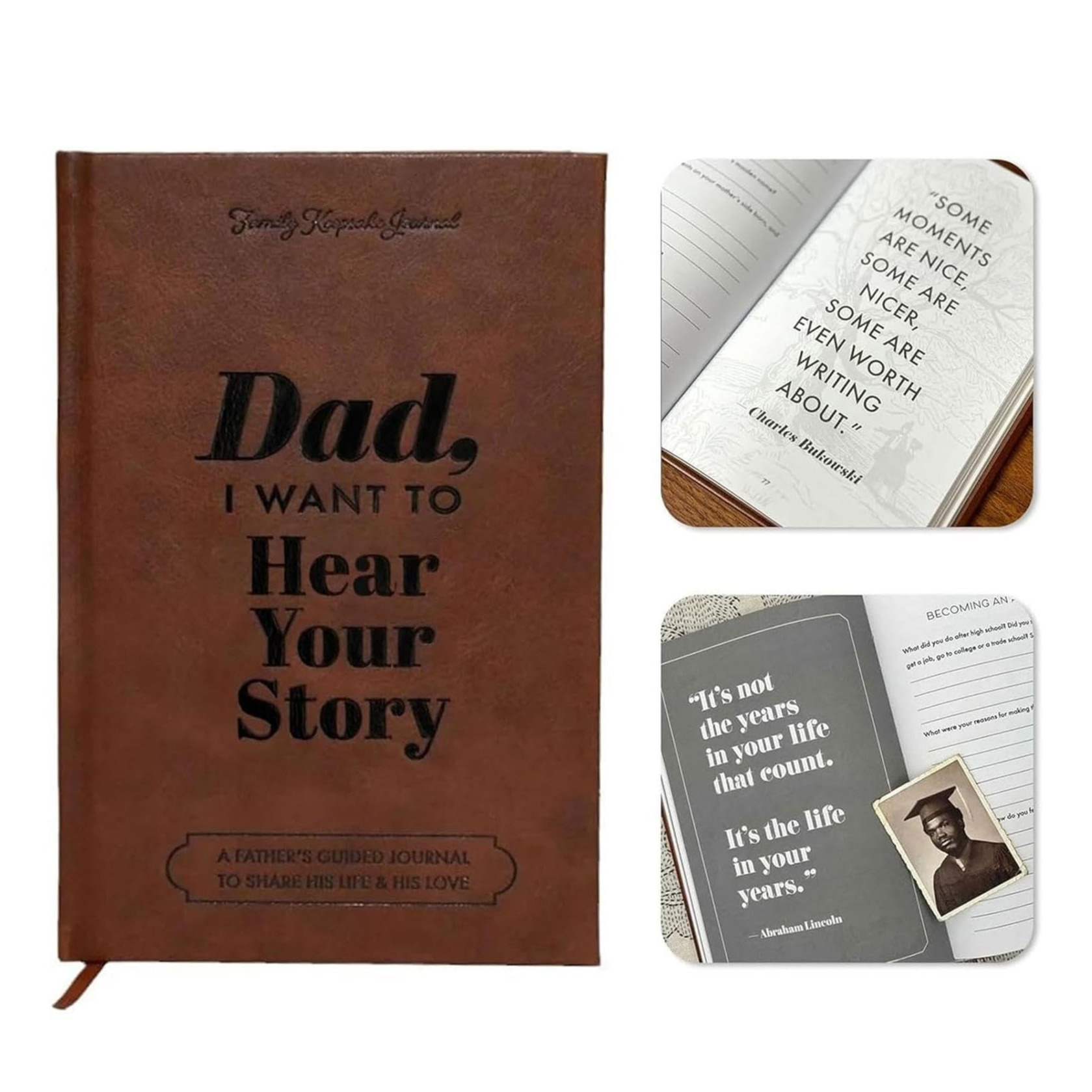 A5 Hardcover Vater Geschichtenbuch Geführtes Journal Papa Erinnerungsbuch mit Lesezeichen - Dad, I Want To Hear Your Story