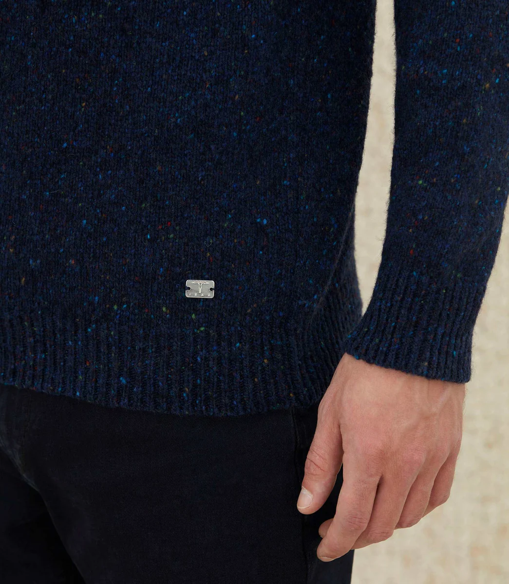 Pull col rond fantaisie marine 