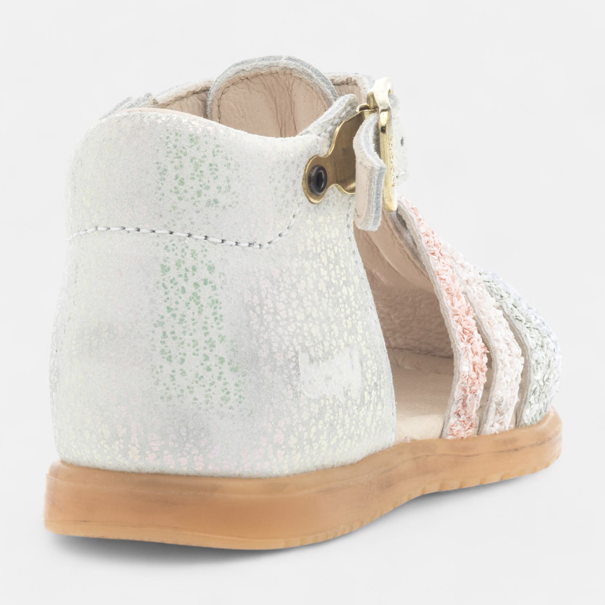 Nu-pieds Bébé fille en cuir blanc
