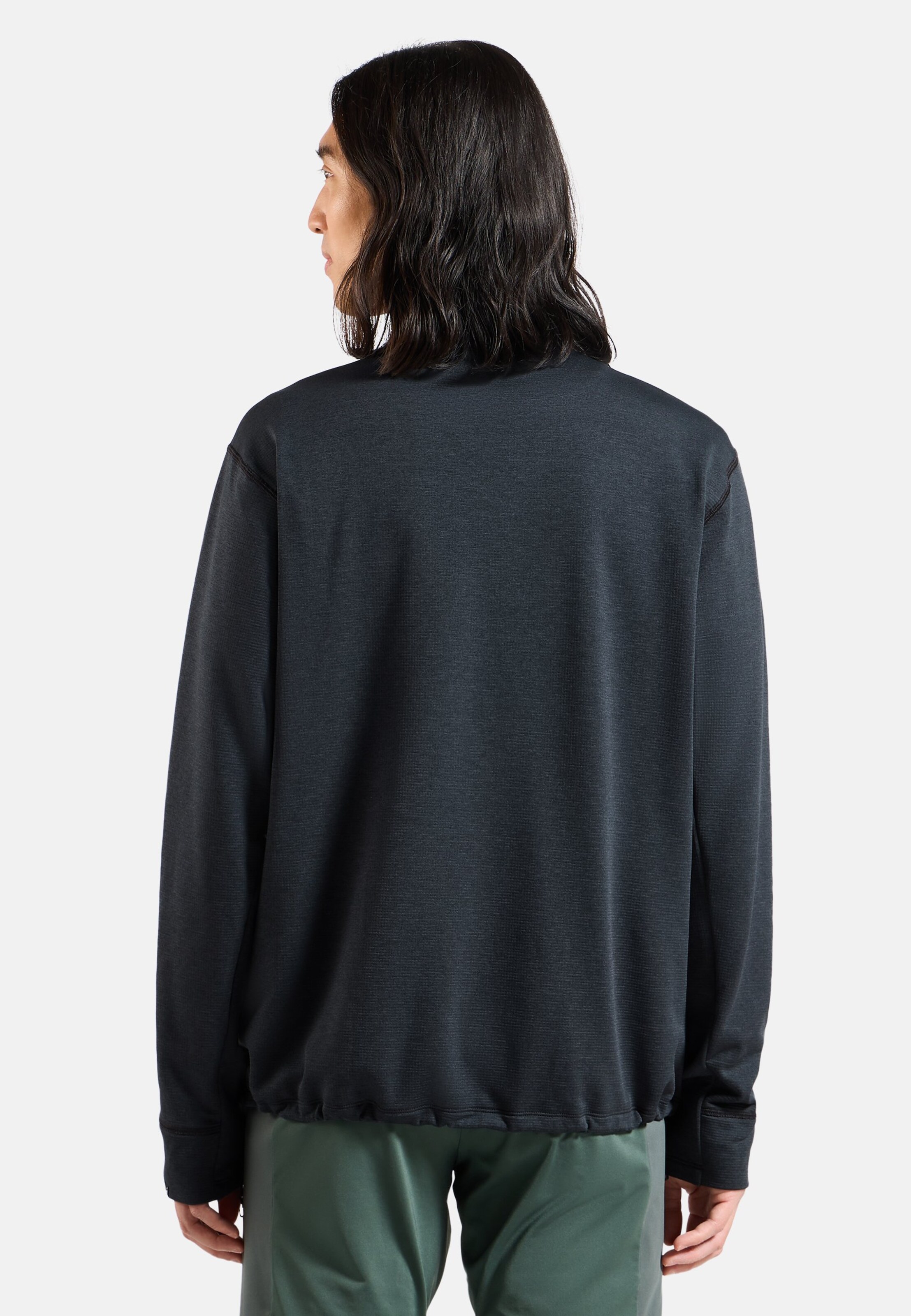 Essentials Multisport Mid Layer aus Grid-Fleece mit Halbreissverschluss in black melange