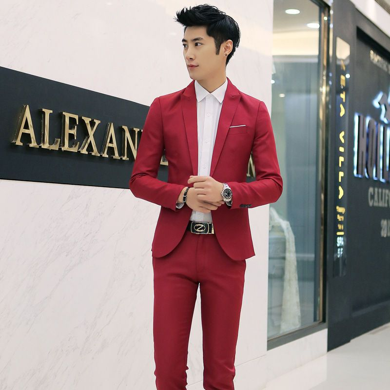 Aozora - Set: Effen blazer met één knoop + pantalon