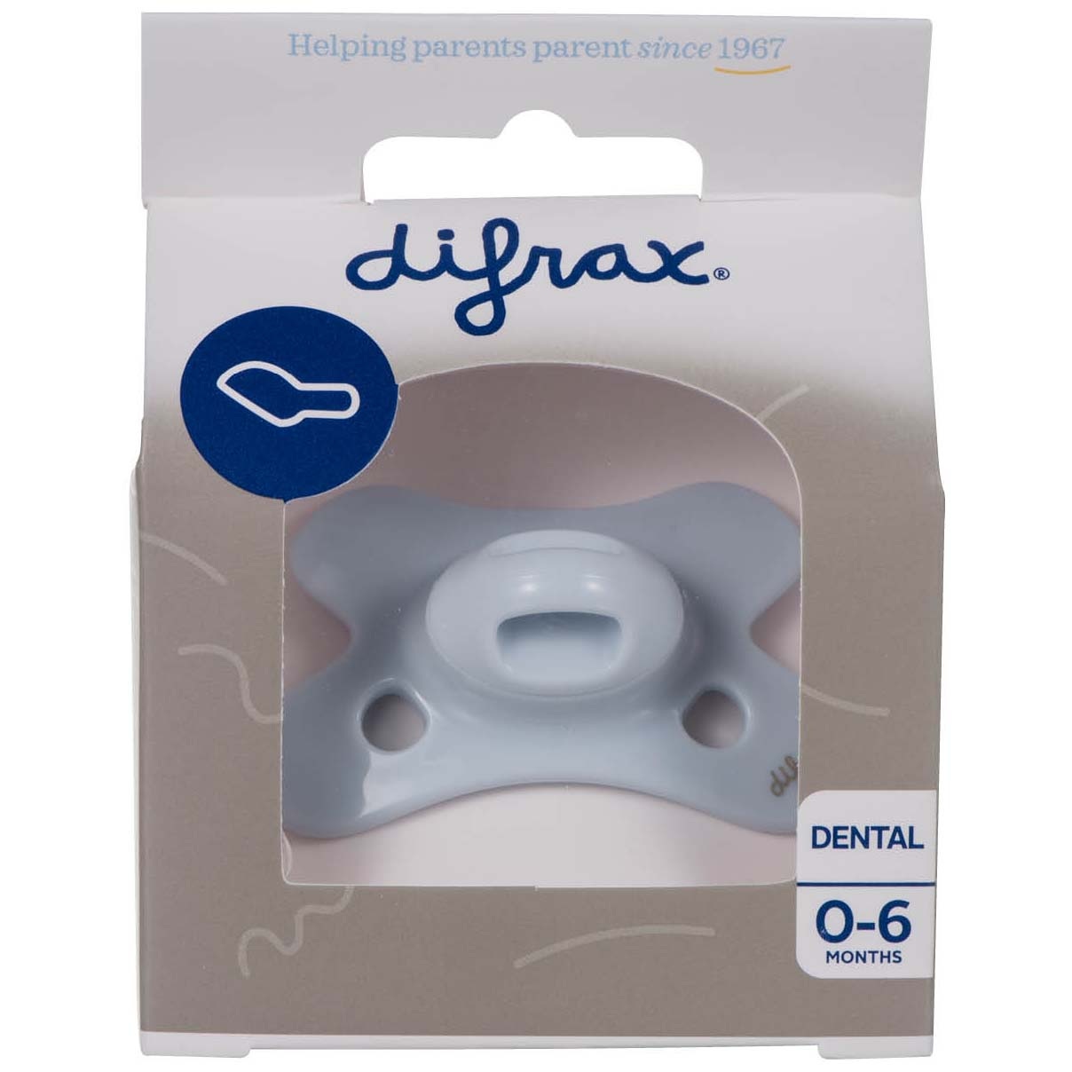 Difrax fopspeen Dental Pure 0-6m blauw - Prénatal