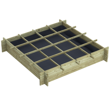 Compacte moestuinbak met gronddoek 120x120 cm