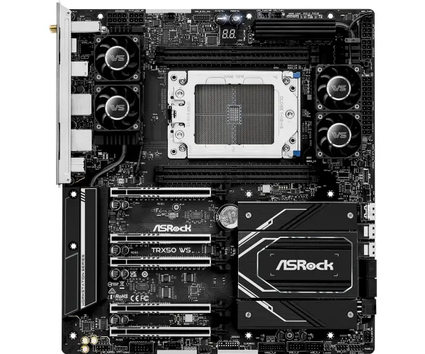[OUTLET] - ASRock TRX50 WS - Bundkort - udvidet ATX - Socket sTR5 - AMD TRX50 Chipset - USB4, USB-C 3.2 Gen 2x2, USB 3.2 Gen 2, USB 3.2 Gen 1 - 10 Gigabit LAN, 2.5 Gigabit LAN, Bluetooth, Wi-Fi 6E - onboard grafik (CPU påkrævet) - HD Audio (8-kanale